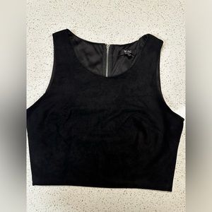 Suede Black Crop Top